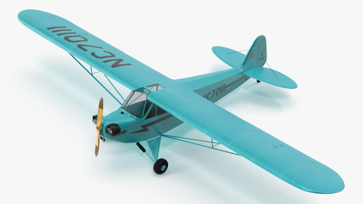 3D model Piper Cub Aircraft Rigged