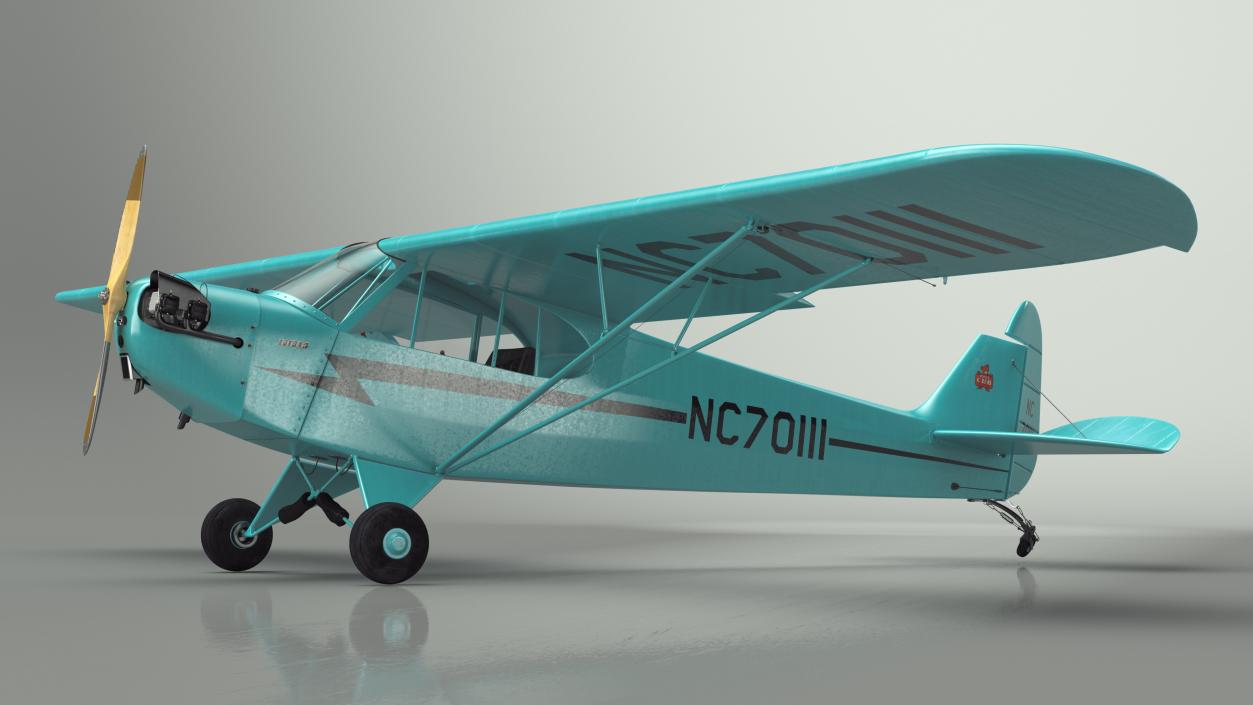 3D model Piper Cub Aircraft Rigged