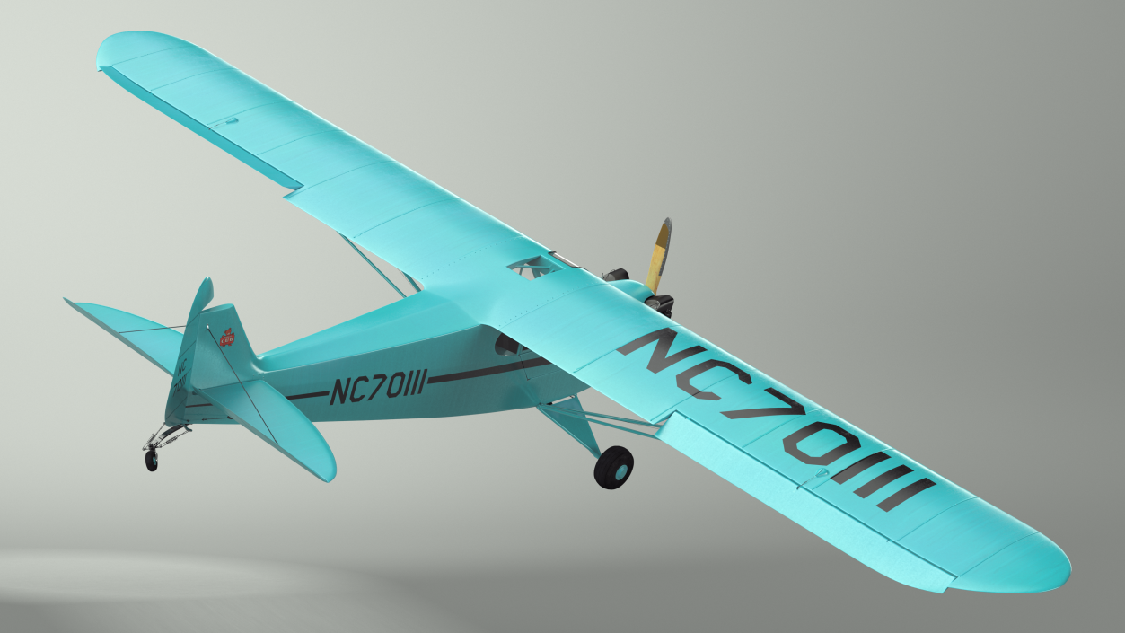 3D model Piper Cub Aircraft Rigged