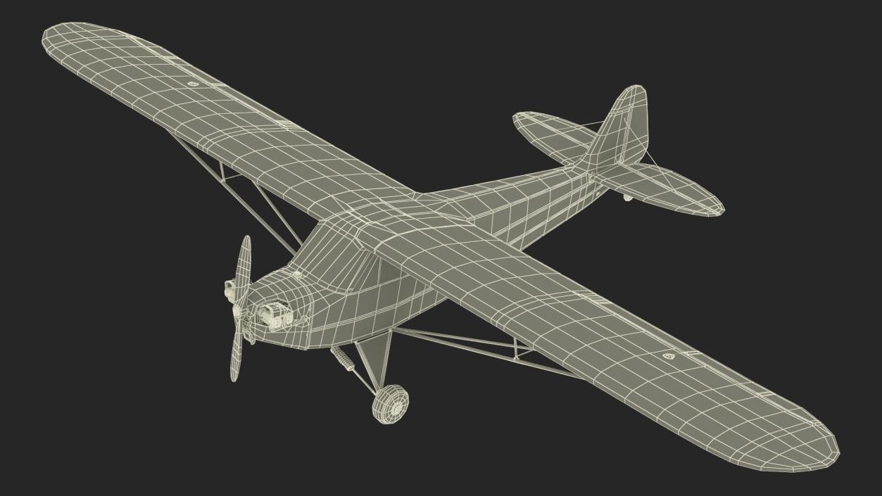 3D model Piper Cub Aircraft Rigged