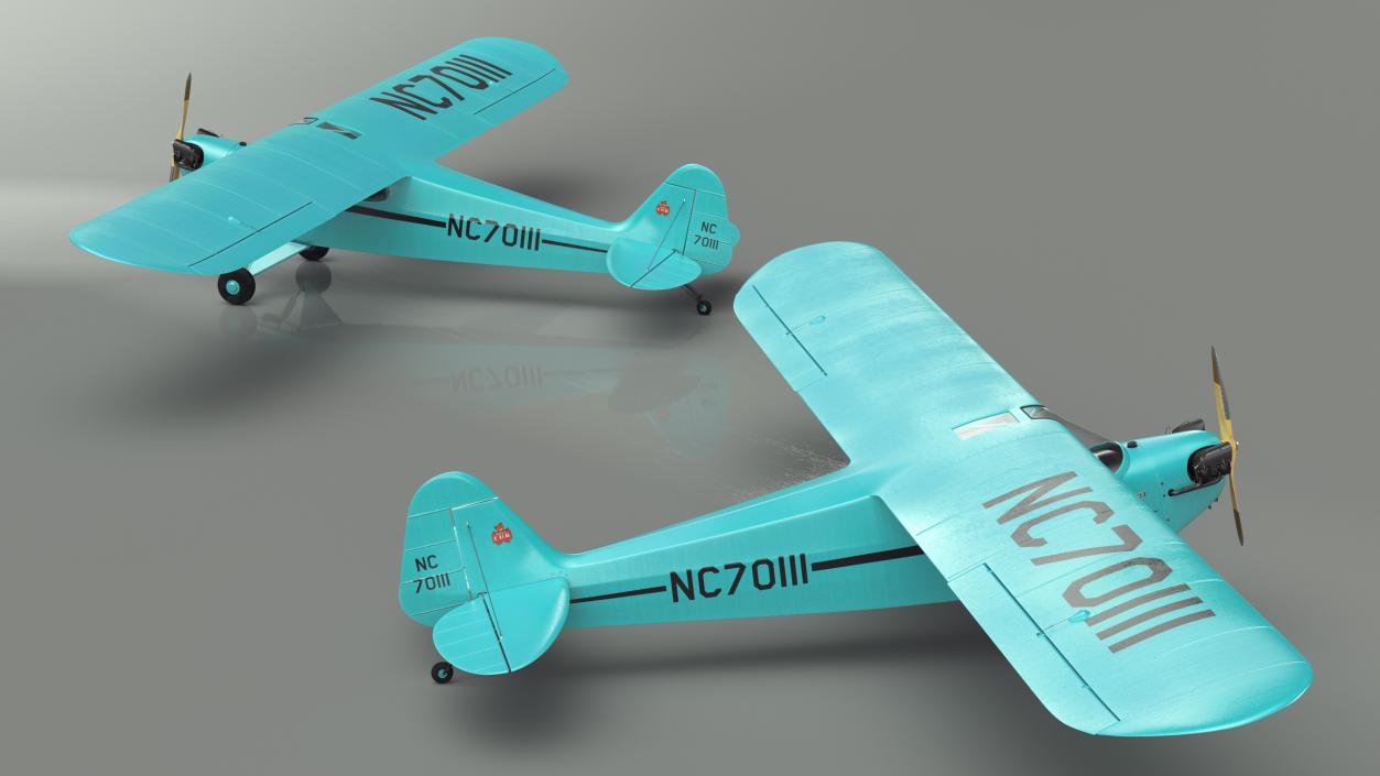 3D model Piper Cub Aircraft Rigged