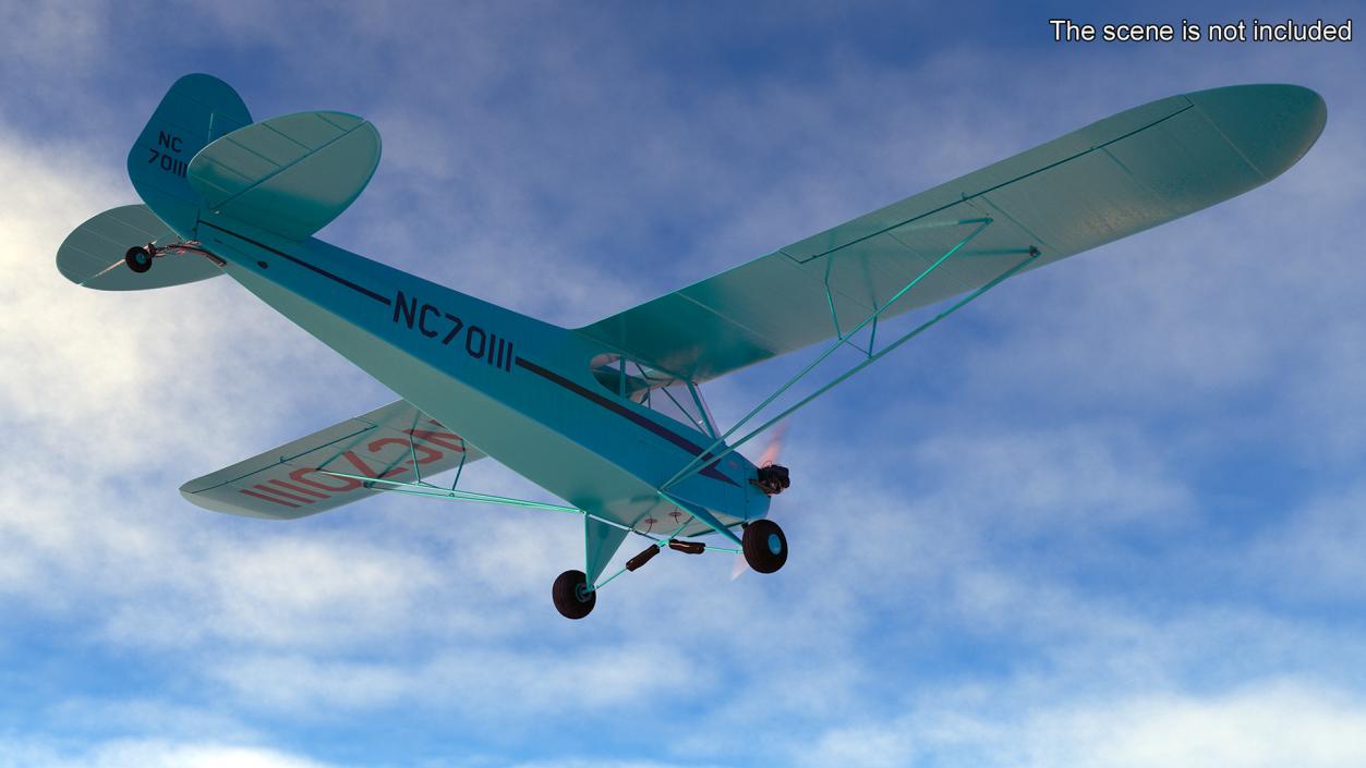 3D model Piper Cub Aircraft Rigged