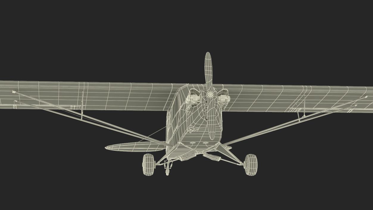 3D model Piper Cub Aircraft Rigged