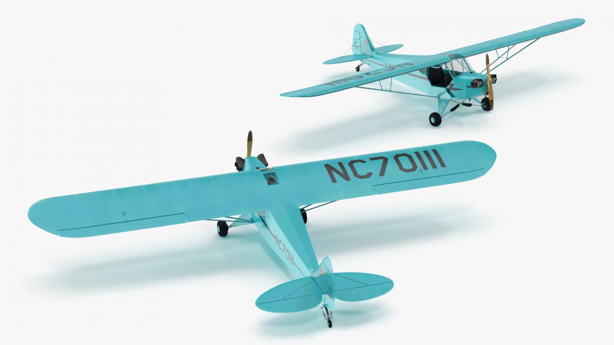 3D model Piper Cub Aircraft Rigged