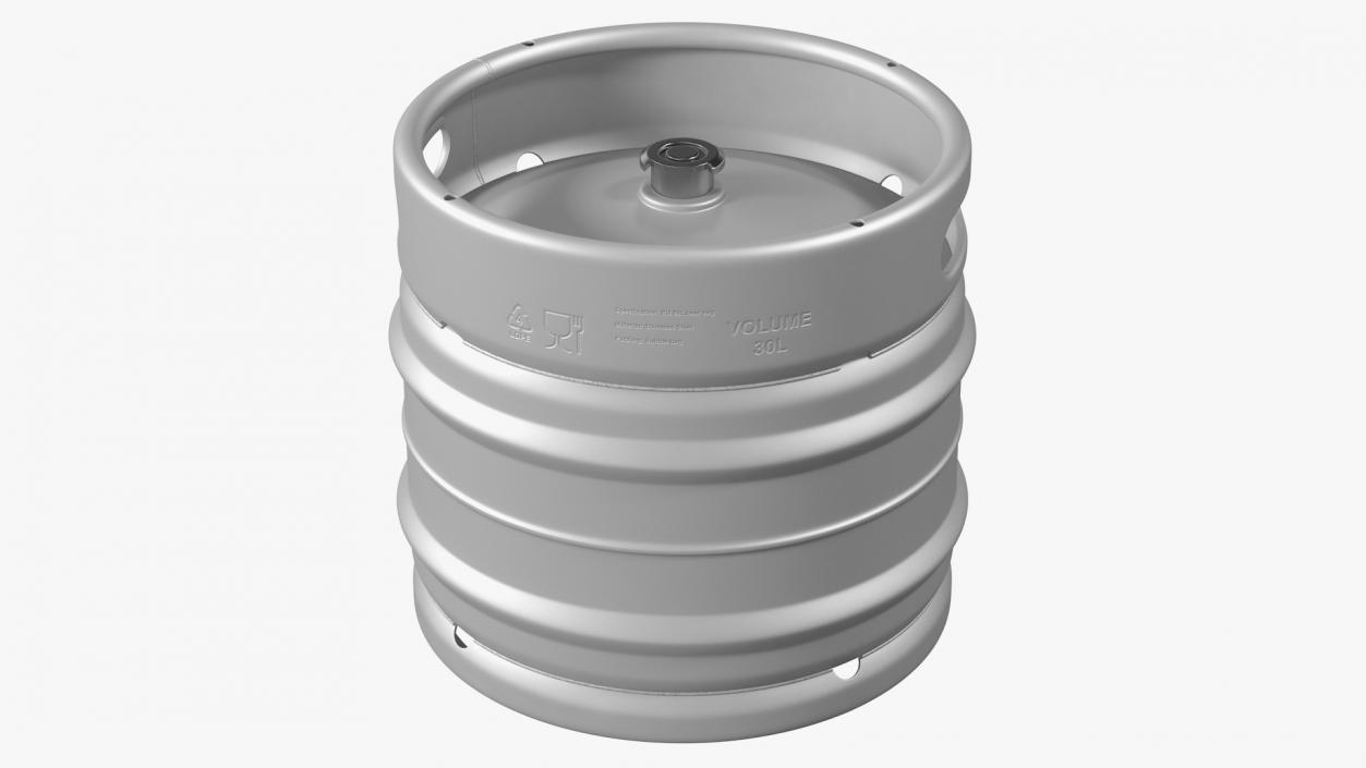 3D Stainless Steel Beer Keg 30L model