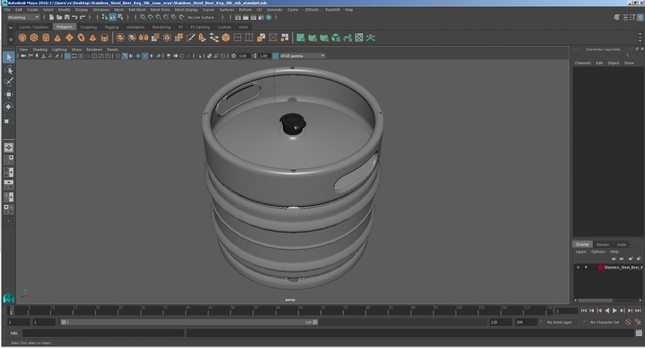 3D Stainless Steel Beer Keg 30L model