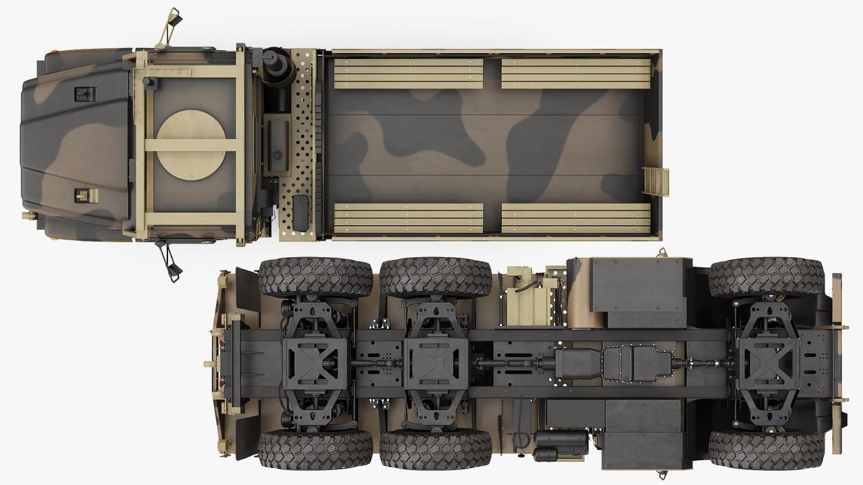 3D Military Medium Cargo Truck 6x6 Sand Camo