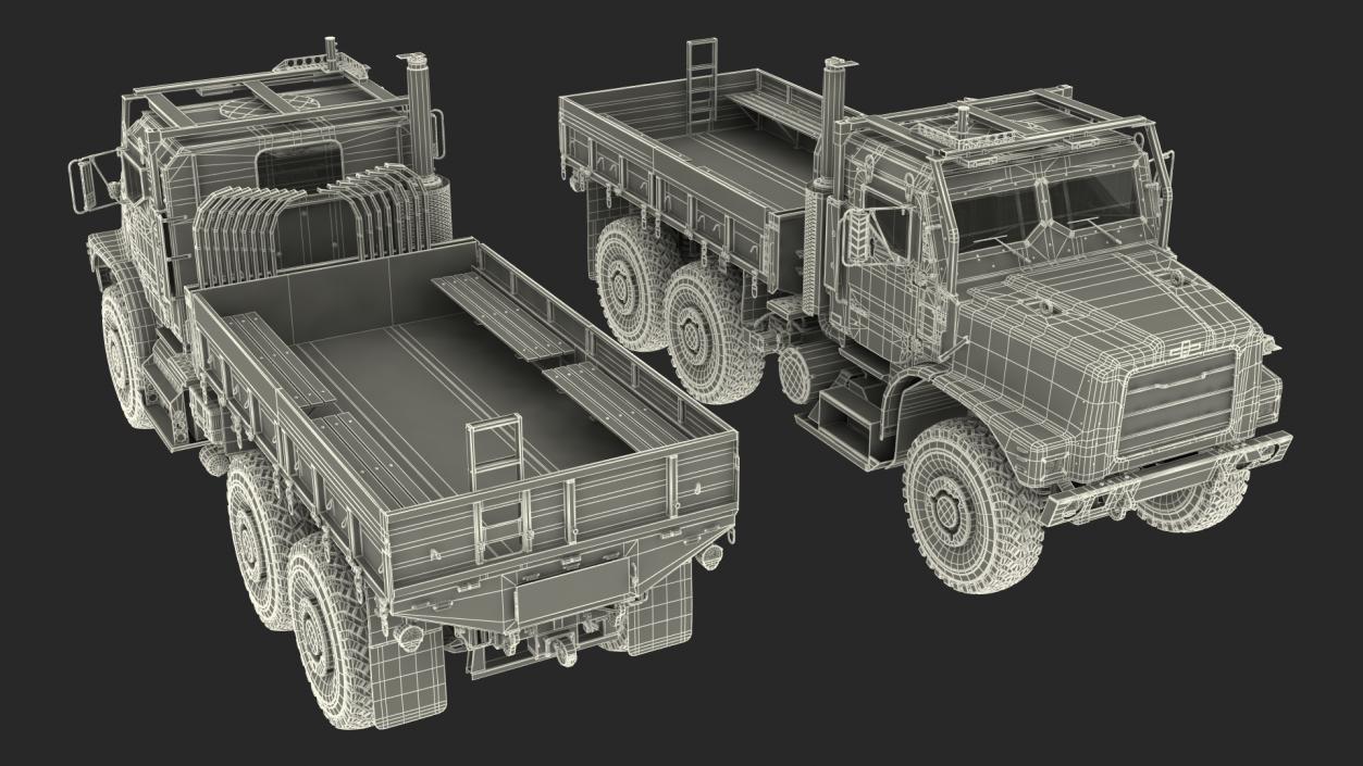 3D Military Medium Cargo Truck 6x6 Sand Camo