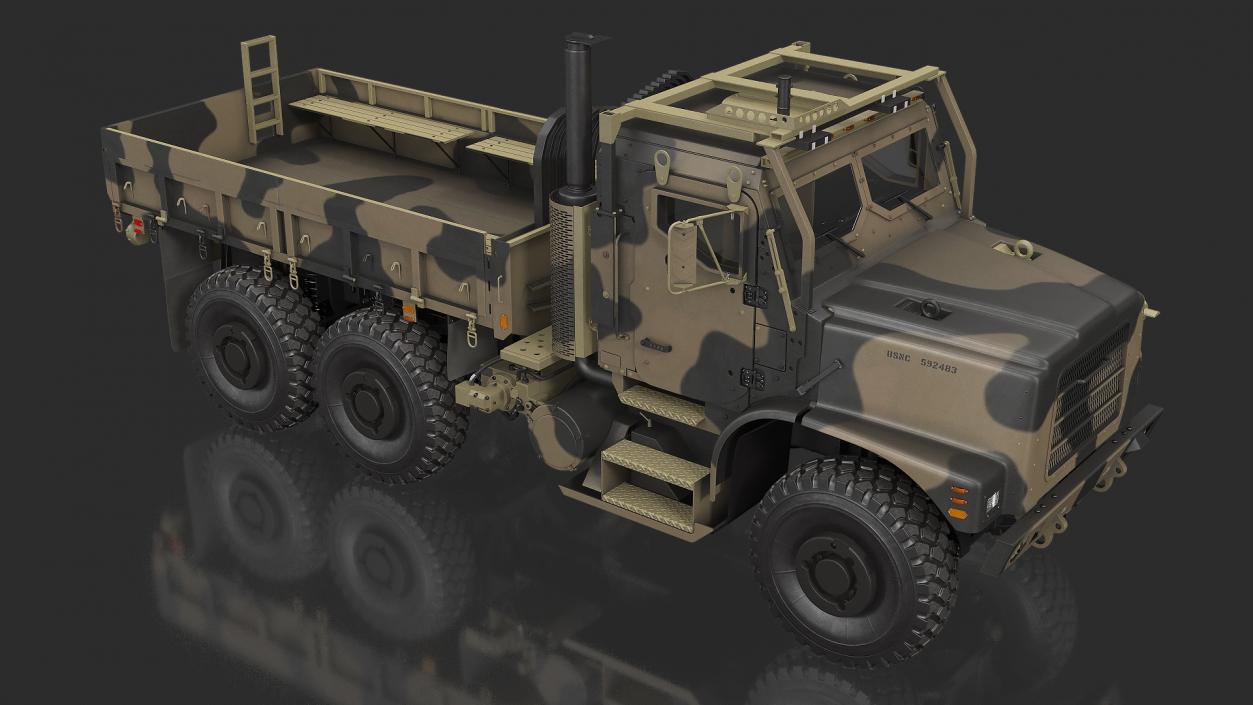 3D Military Medium Cargo Truck 6x6 Sand Camo