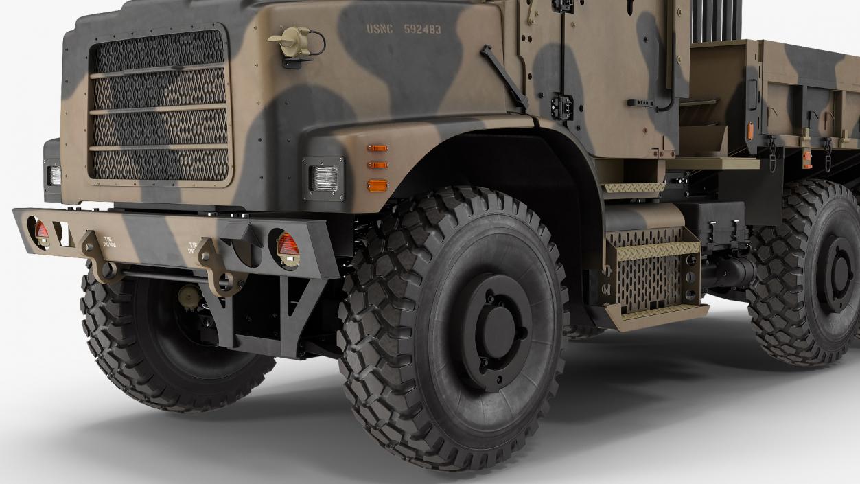 3D Military Medium Cargo Truck 6x6 Sand Camo