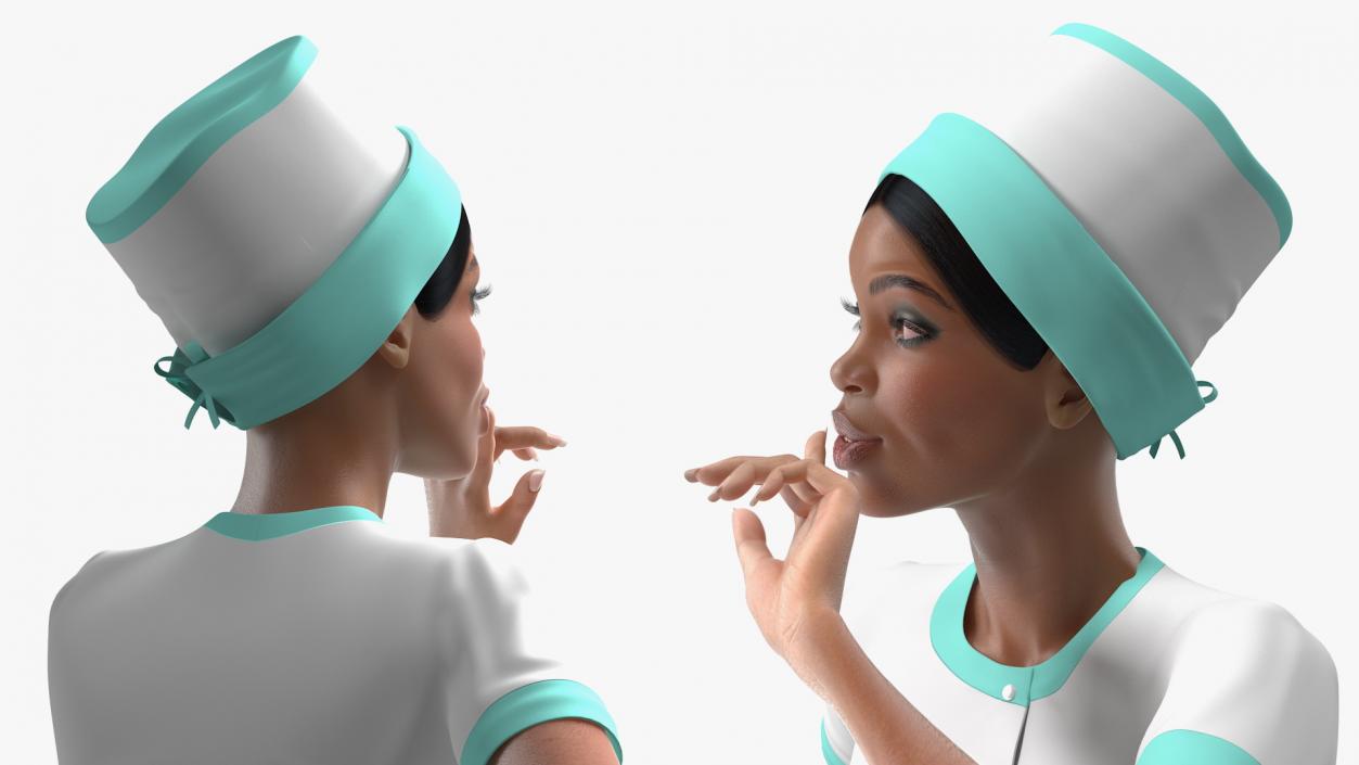 3D model Light Skinned Black Nurse