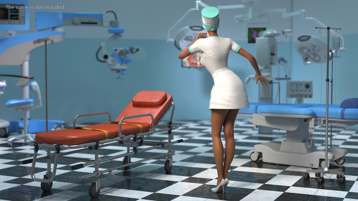 3D model Light Skinned Black Nurse