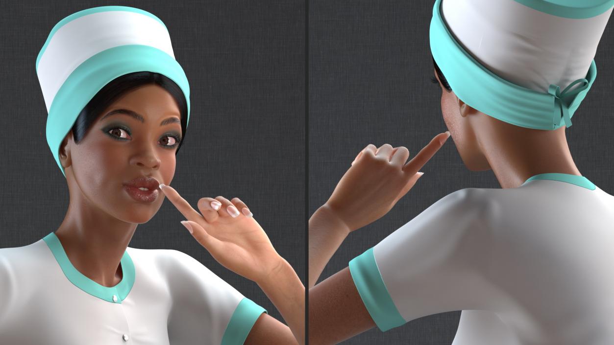 3D model Light Skinned Black Nurse