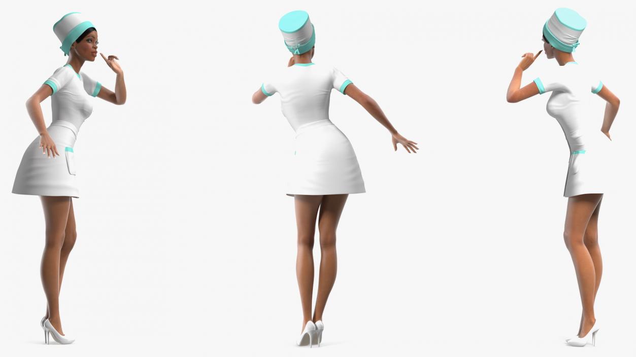 3D model Light Skinned Black Nurse