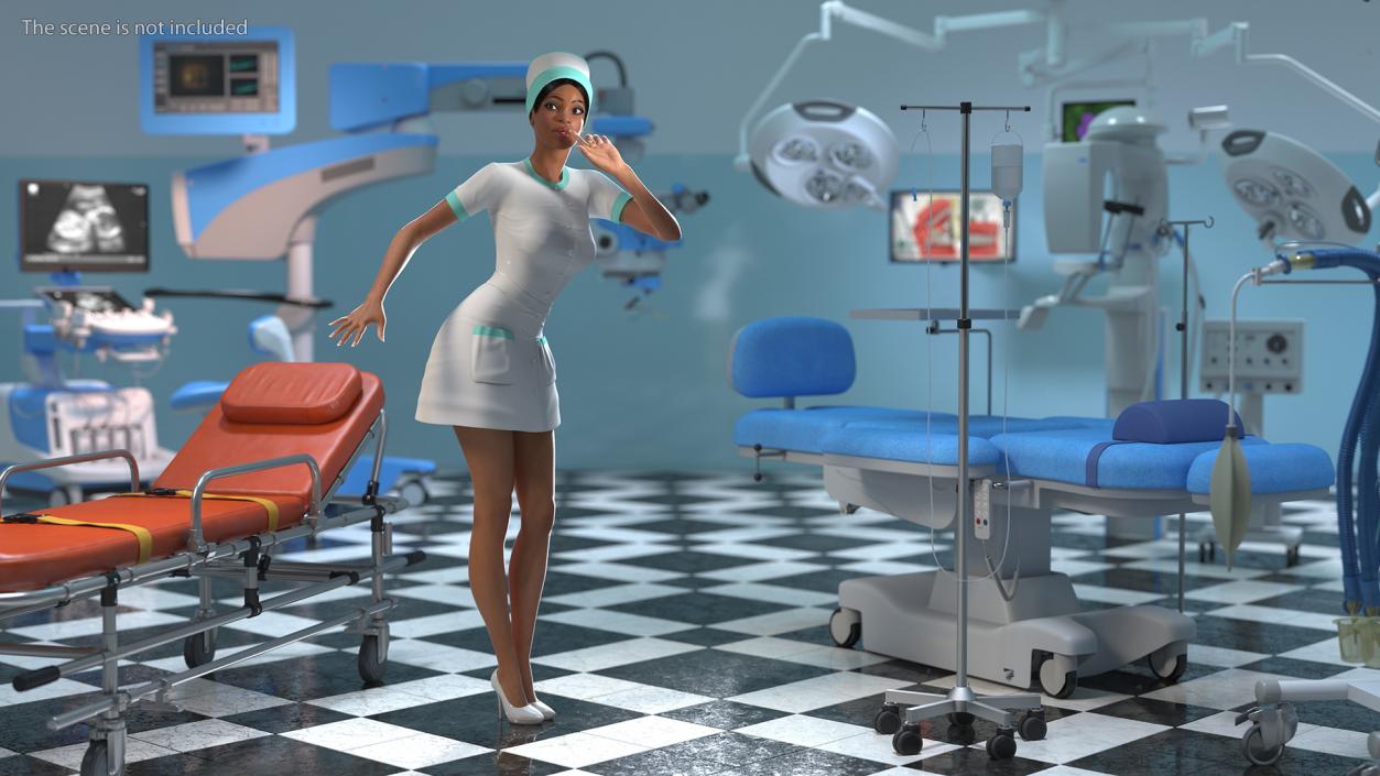 3D model Light Skinned Black Nurse