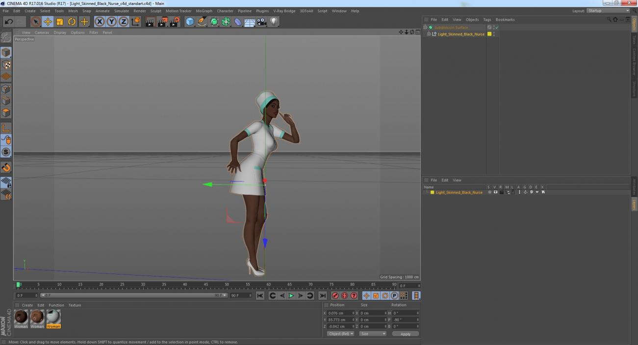 3D model Light Skinned Black Nurse