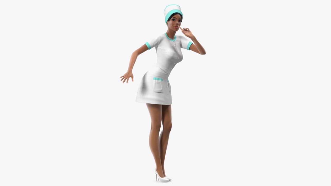 3D model Light Skinned Black Nurse