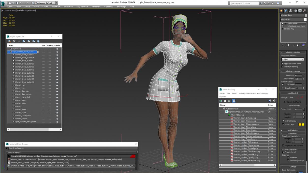 3D model Light Skinned Black Nurse