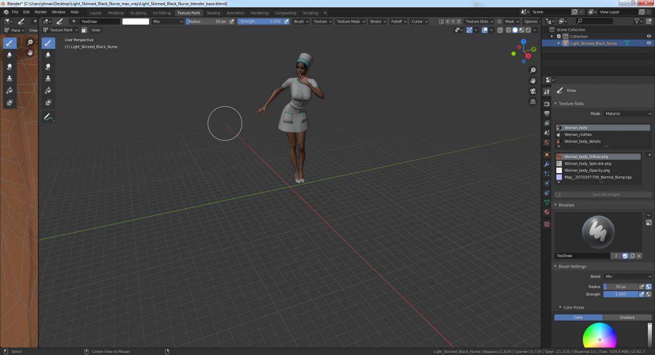 3D model Light Skinned Black Nurse