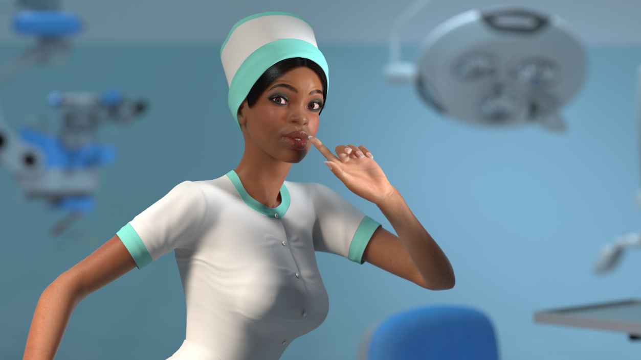 3D model Light Skinned Black Nurse