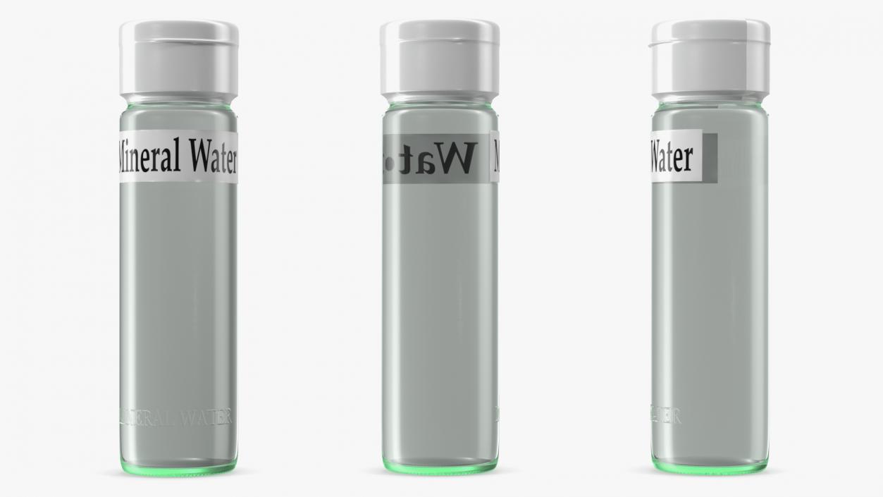 3D Mineral Water in Modern Glass Bottle