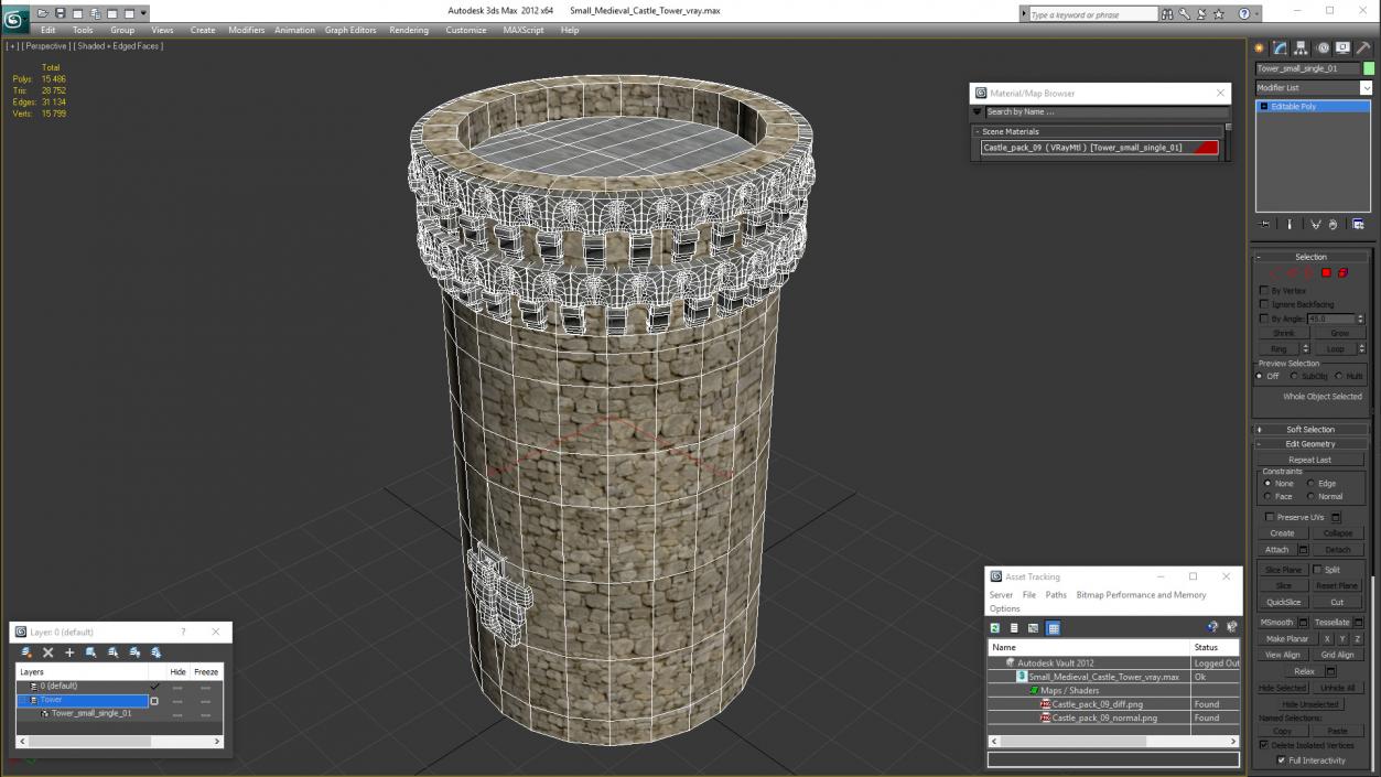 Small Medieval Castle Tower 3D