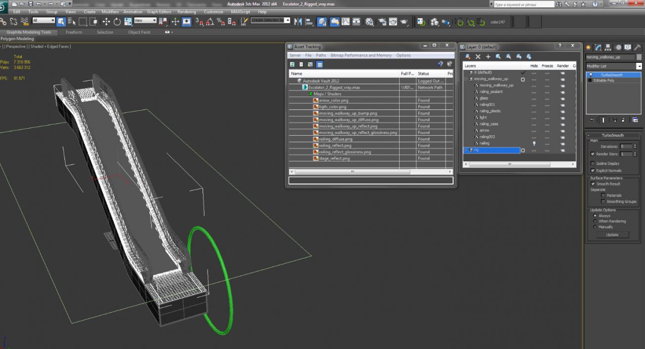 3D Escalator 2 Rigged model