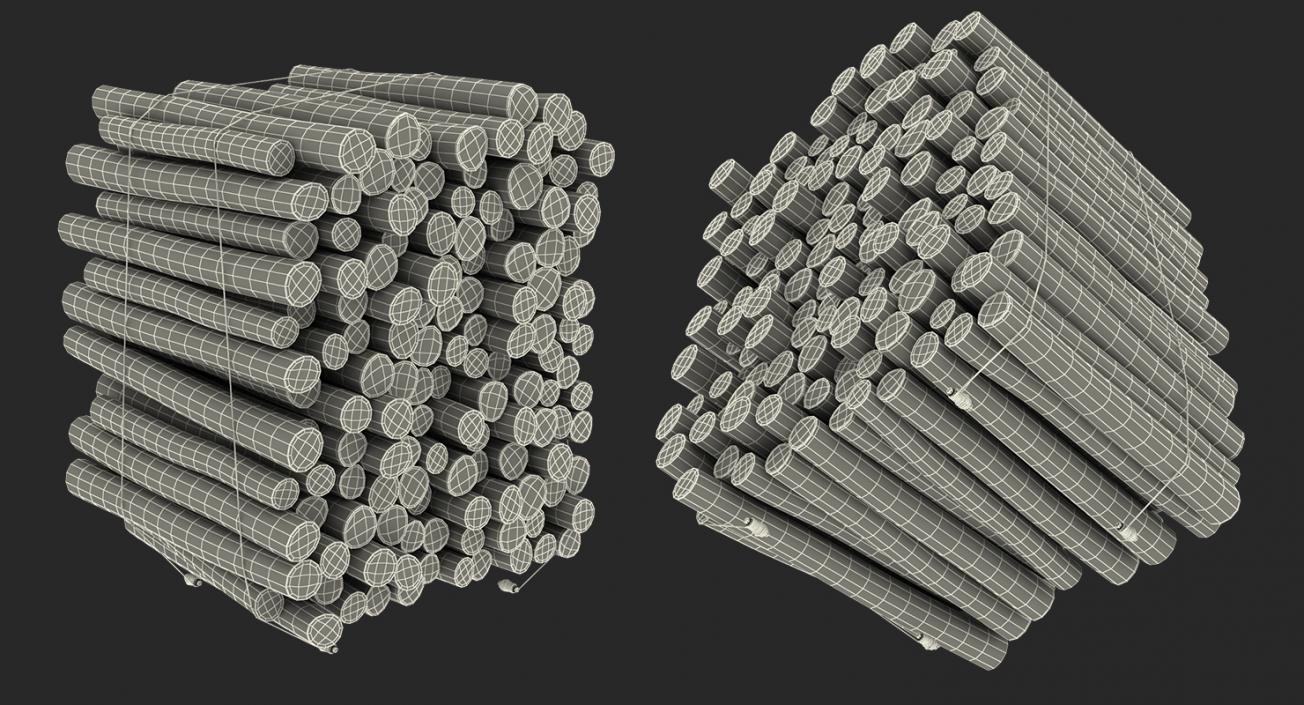 3D Pile of Small Wood Logs model