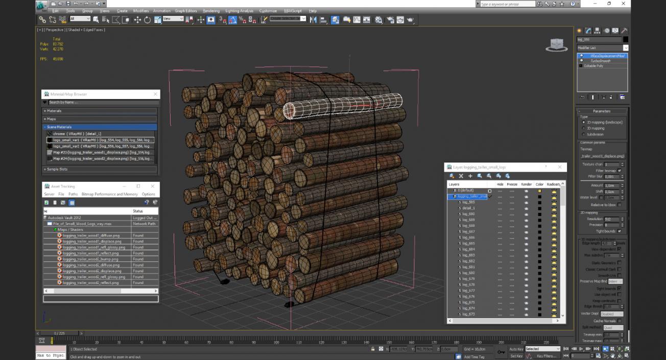 3D Pile of Small Wood Logs model