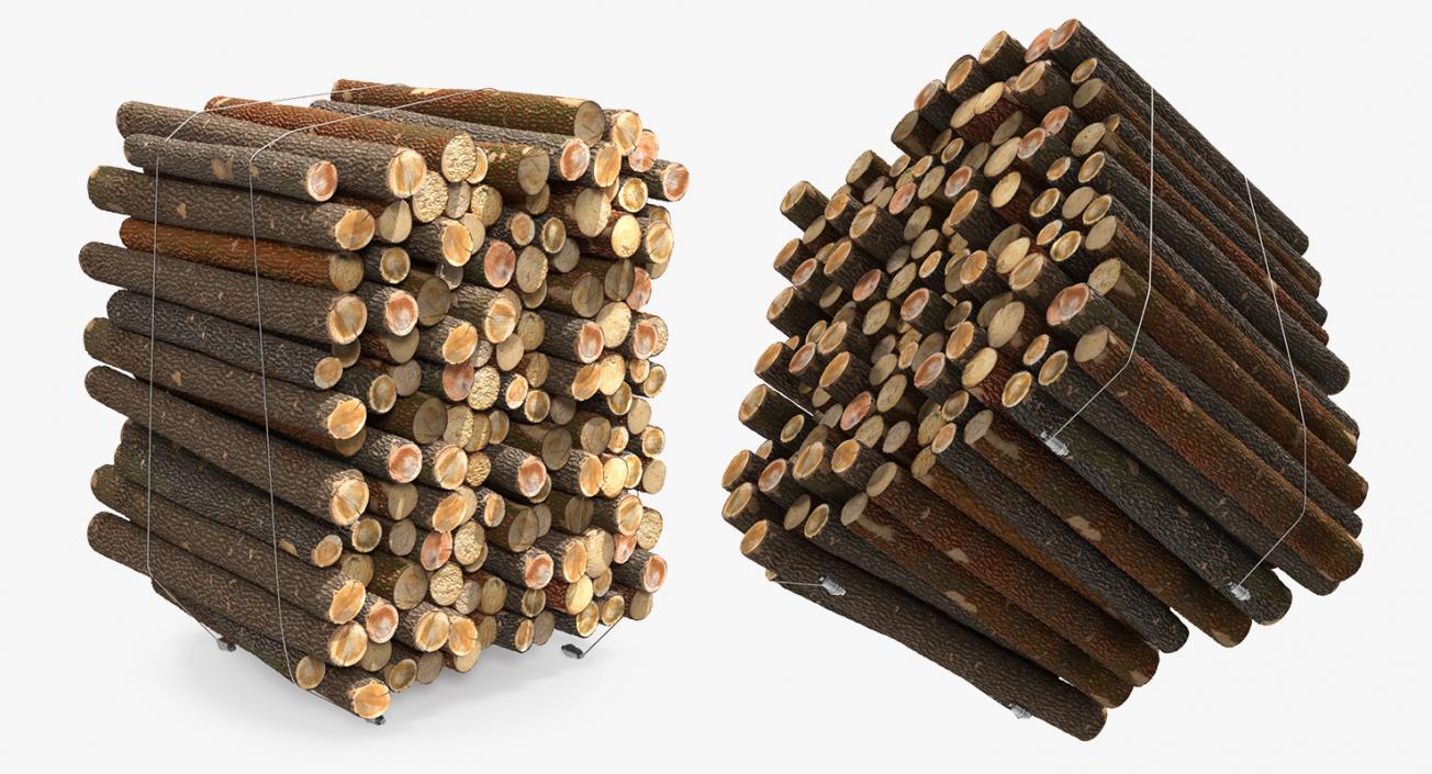 3D Pile of Small Wood Logs model