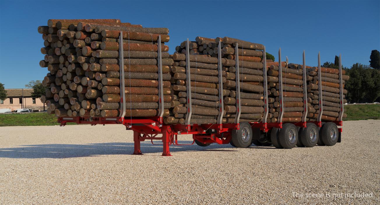 3D Pile of Small Wood Logs model