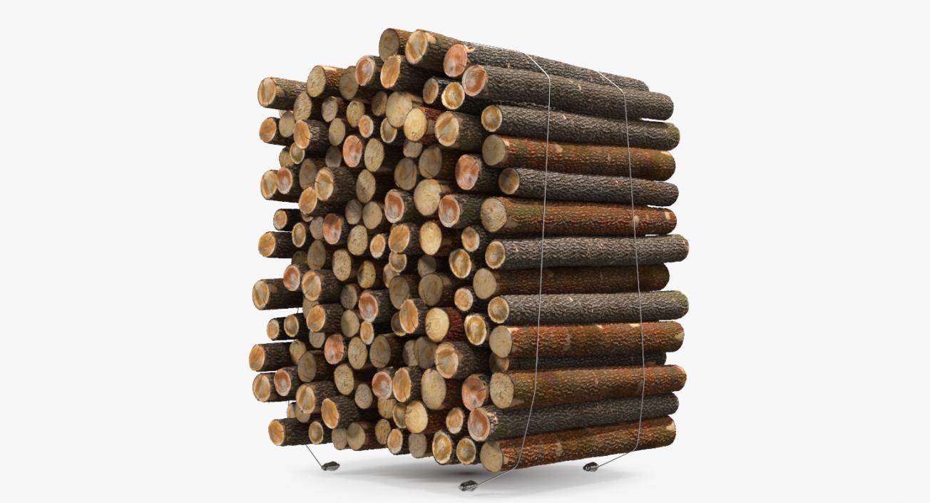 3D Pile of Small Wood Logs model