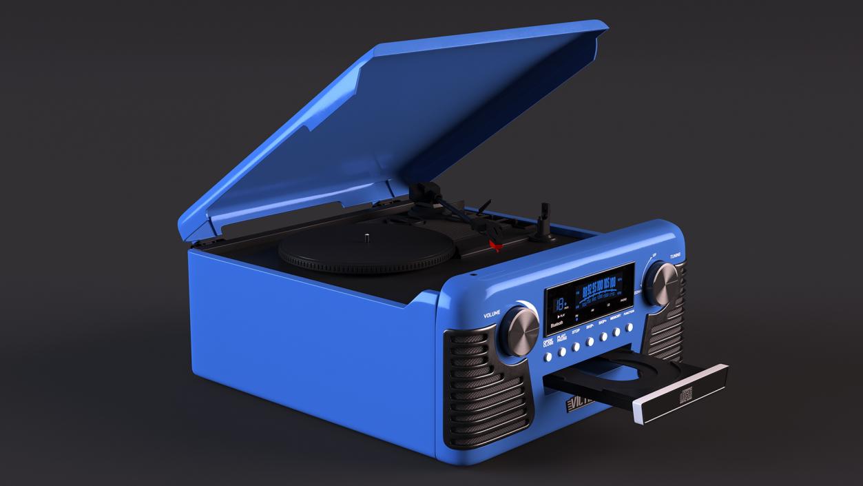 Victrola Blue Retro Turntable 3D model