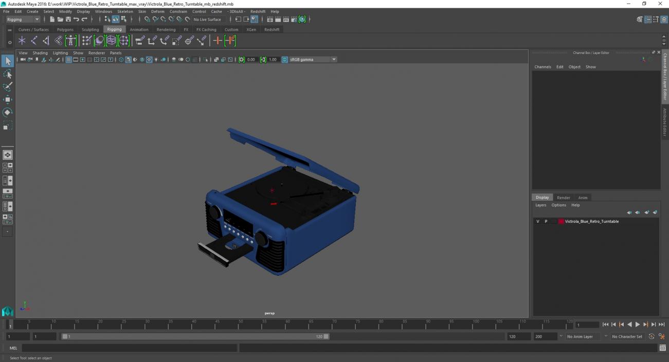 Victrola Blue Retro Turntable 3D model