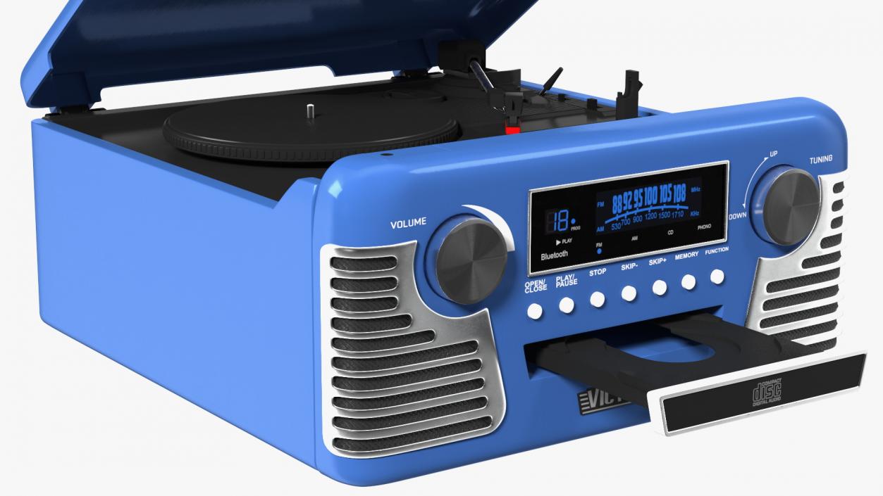 Victrola Blue Retro Turntable 3D model