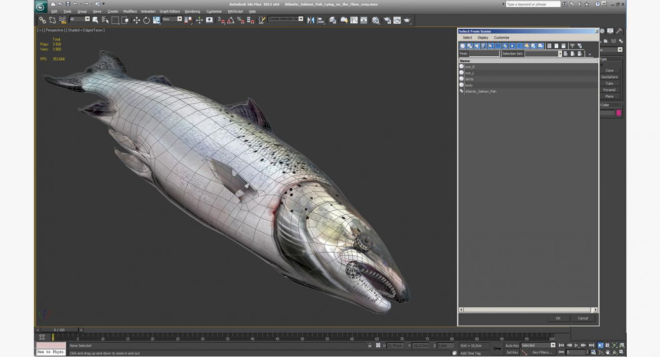 Atlantic Salmon Fish Lying on the Floor 3D model