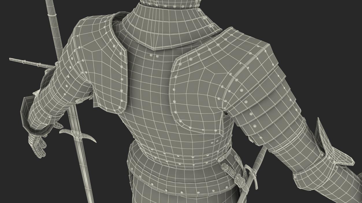 3D model Medieval Knight Plate Armor with Zweihander Rigged