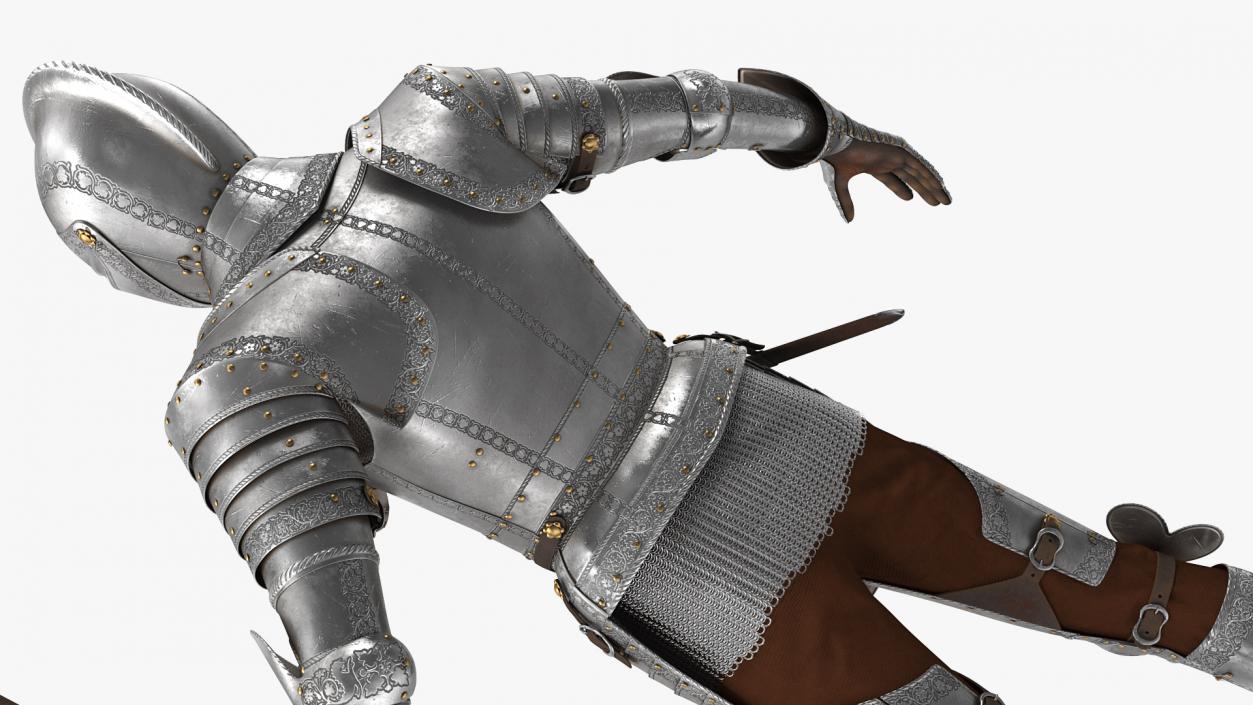 3D model Medieval Knight Plate Armor with Zweihander Rigged