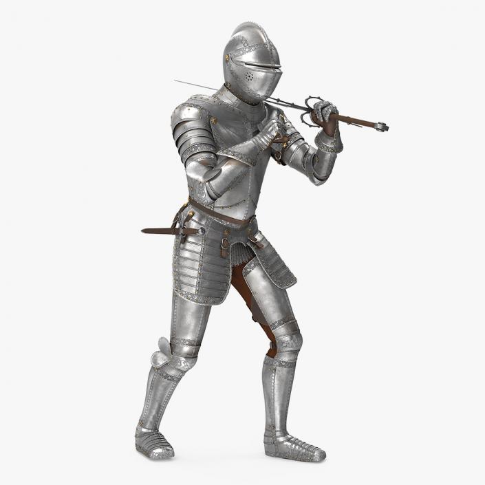 3D model Medieval Knight Plate Armor with Zweihander Rigged