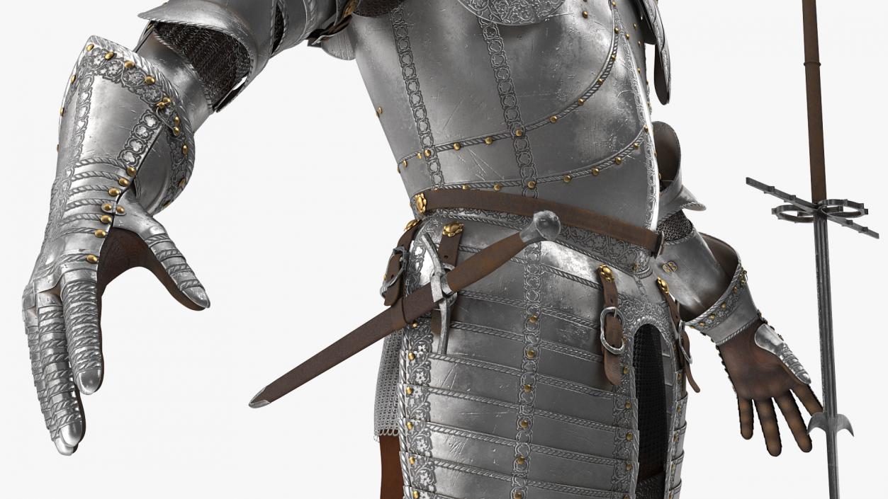 3D model Medieval Knight Plate Armor with Zweihander Rigged