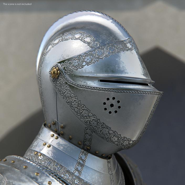 3D model Medieval Knight Plate Armor with Zweihander Rigged