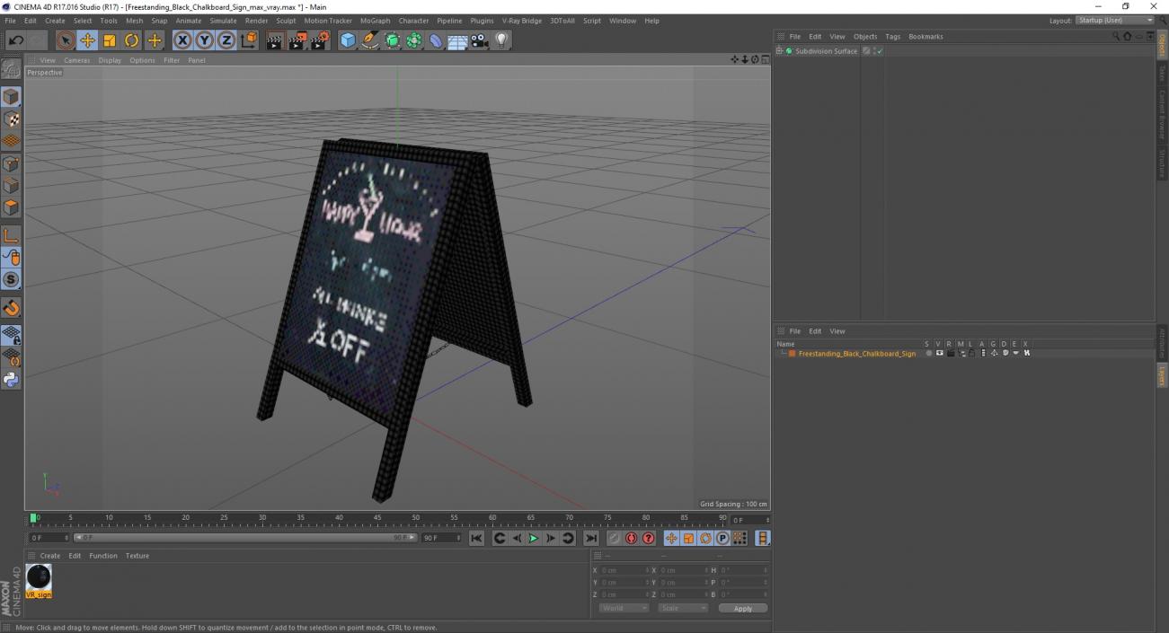 Freestanding Black Chalkboard Sign 3D model