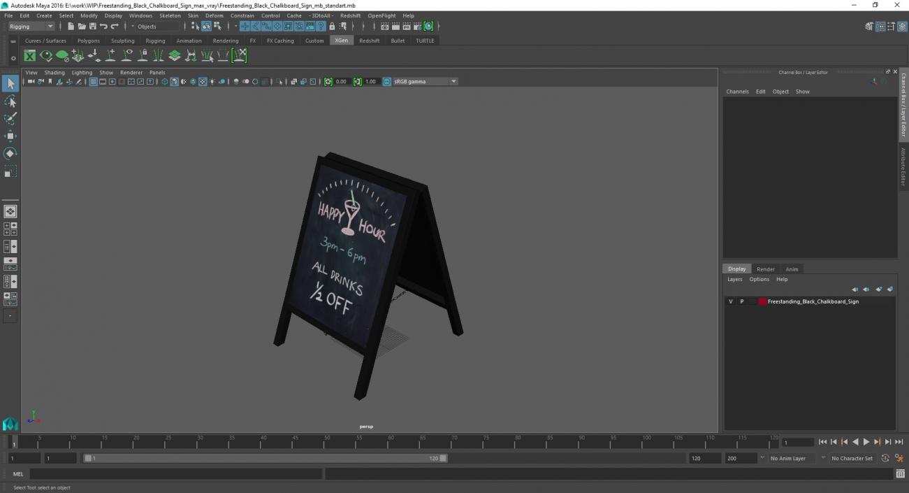 Freestanding Black Chalkboard Sign 3D model