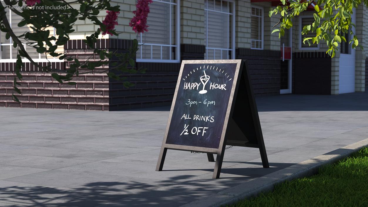 Freestanding Black Chalkboard Sign 3D model