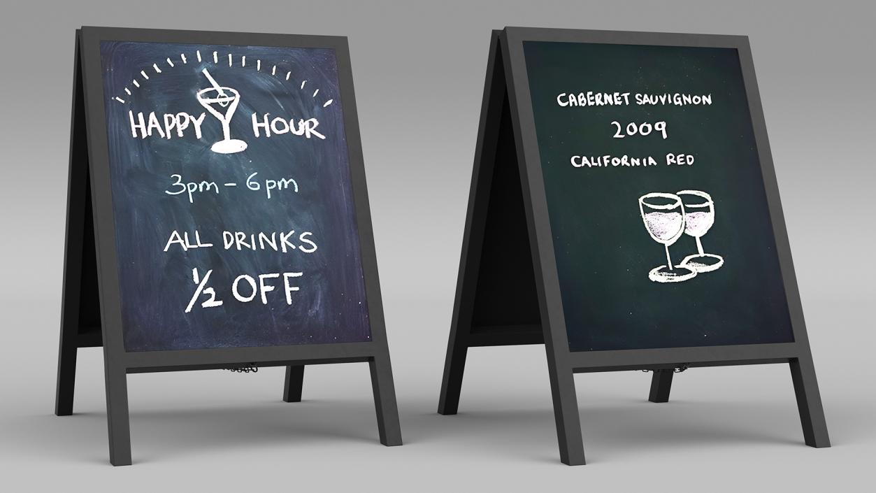 Freestanding Black Chalkboard Sign 3D model