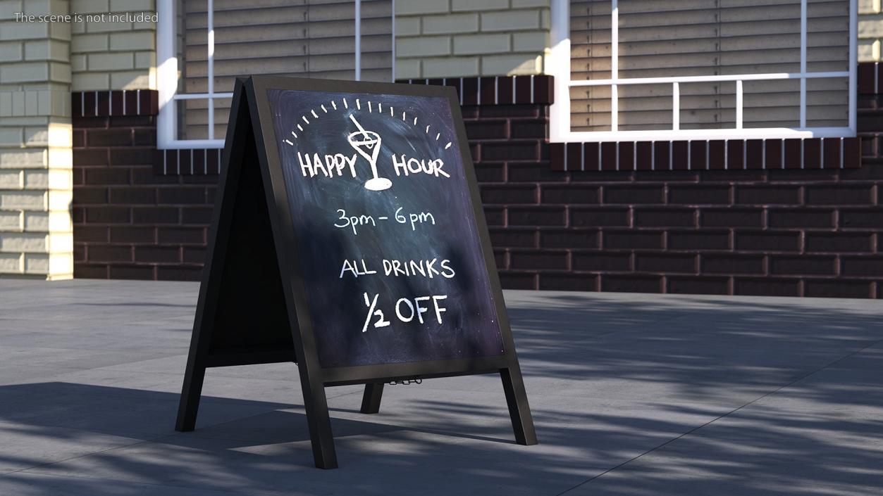 Freestanding Black Chalkboard Sign 3D model