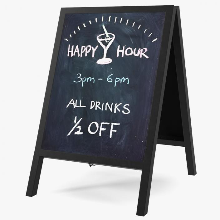 Freestanding Black Chalkboard Sign 3D model