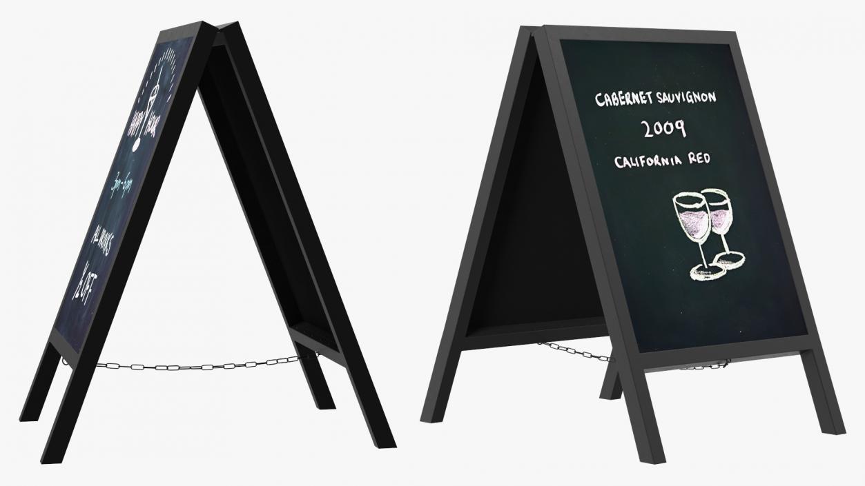 Freestanding Black Chalkboard Sign 3D model