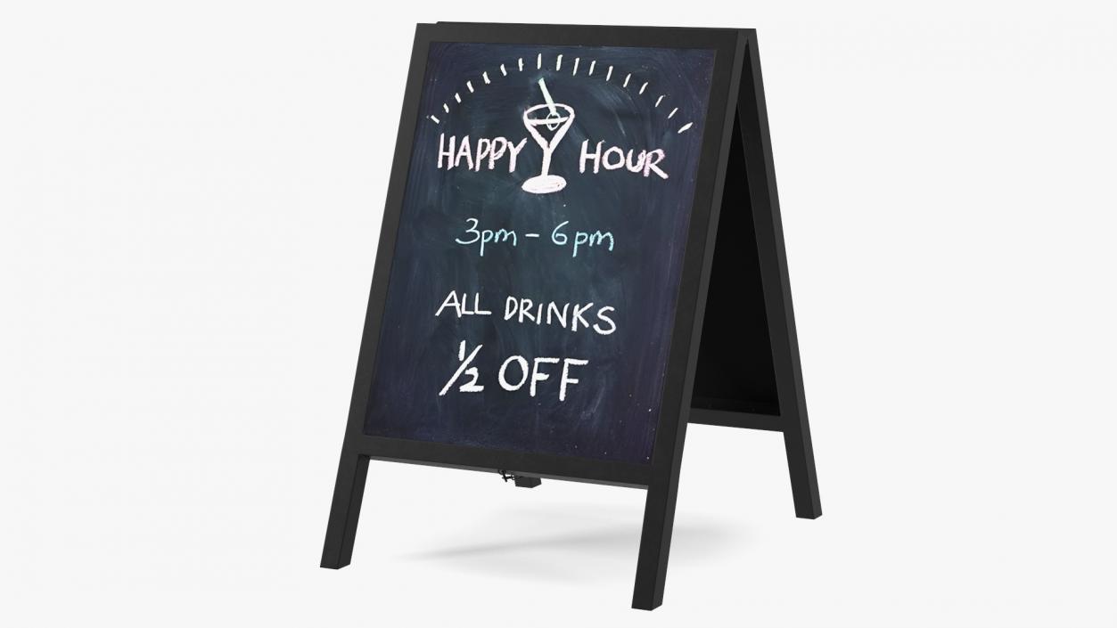 Freestanding Black Chalkboard Sign 3D model