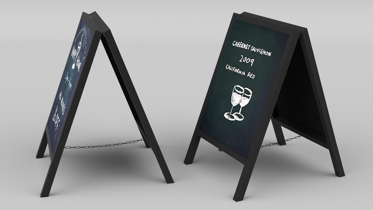 Freestanding Black Chalkboard Sign 3D model